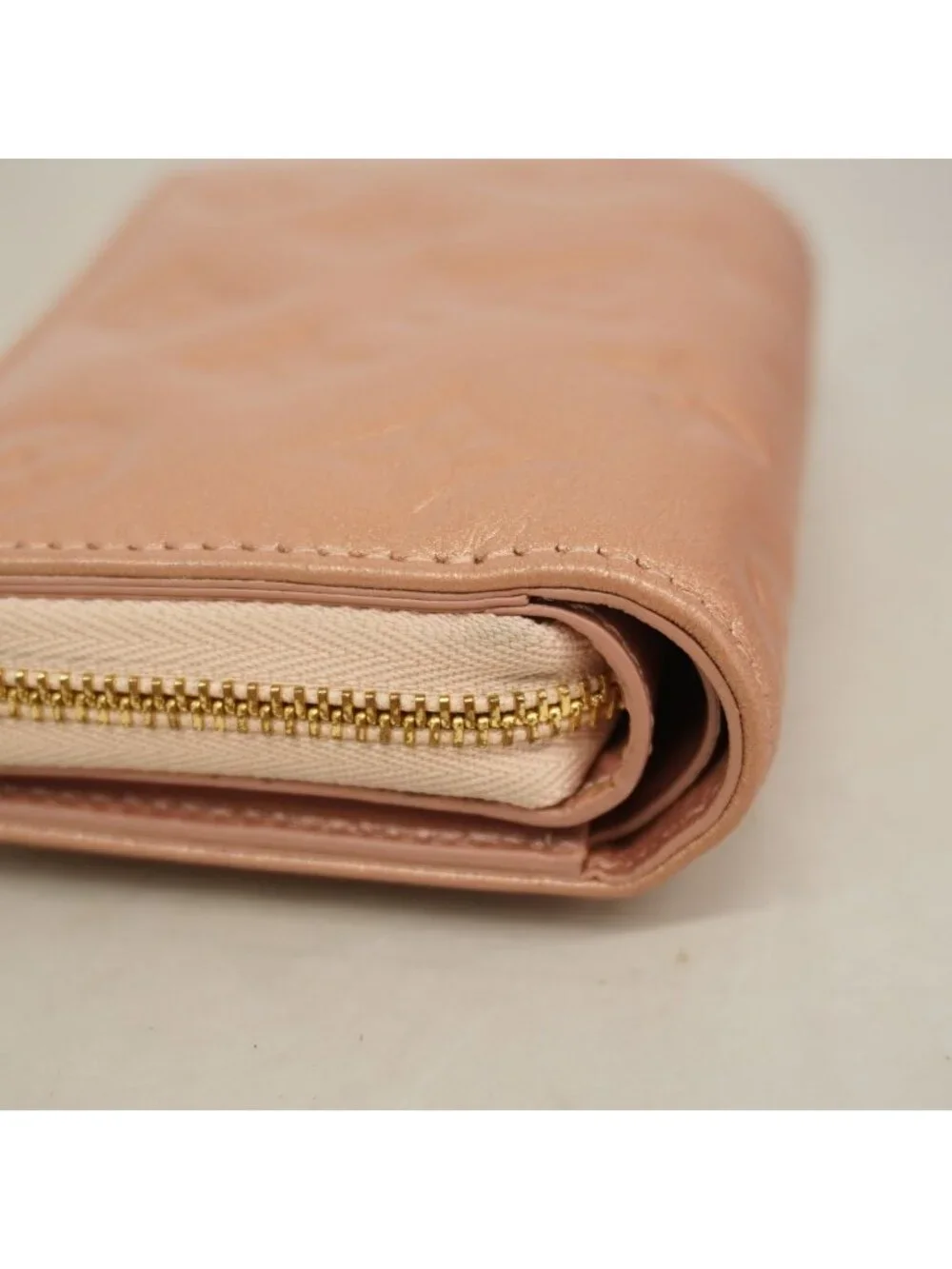 Louis Vuitton Wallet Monogram Embossed Portefeuille Lou Rose Gold